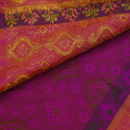 Indian Vintage Heavy Purple Kanjivaram Saree 100% Pure Silk Sari Zari 5Yd Craft Fabric Floral Crafting Dress making Quilting Bollywood saree