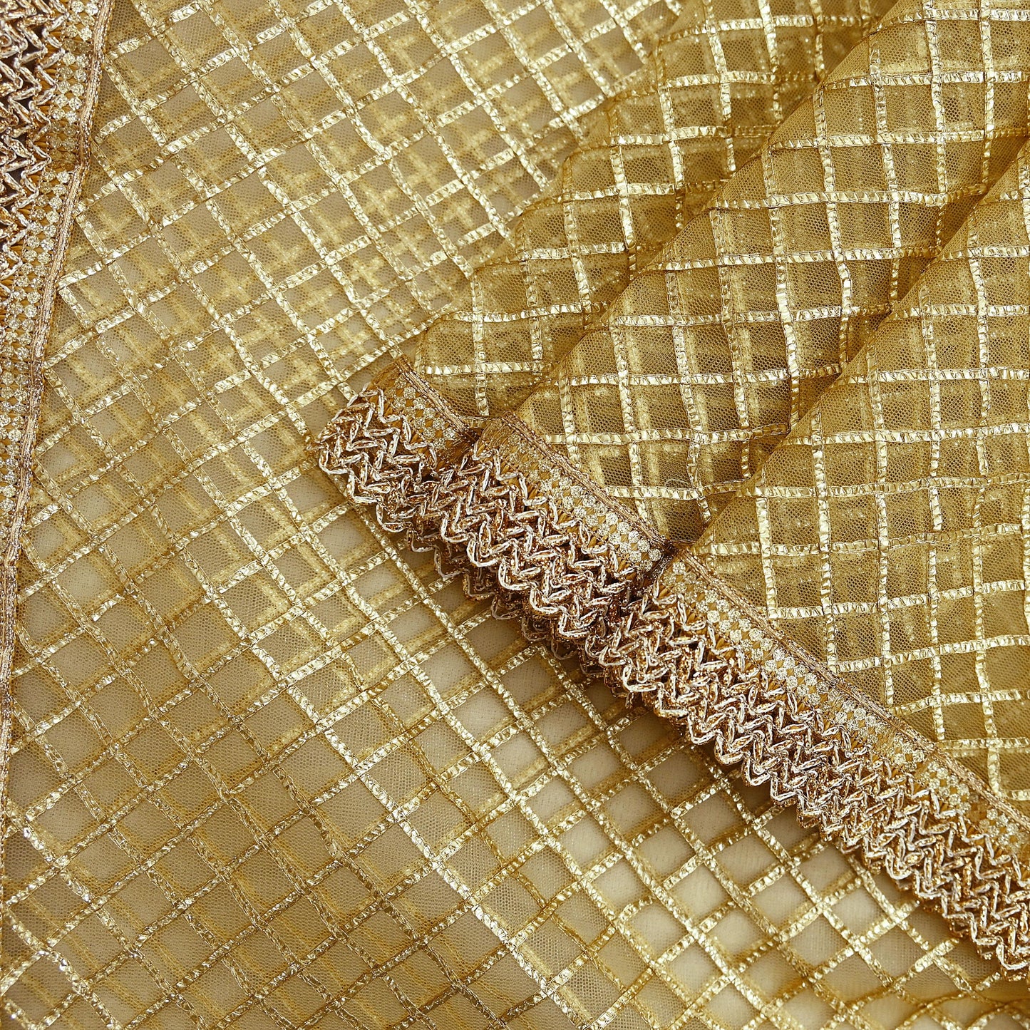 Indian Vintage Heavy Golden Dupatta Net Mesh Long Stole Hand Embroidered Scarves Zari Bridal Wedding Veil Hijab