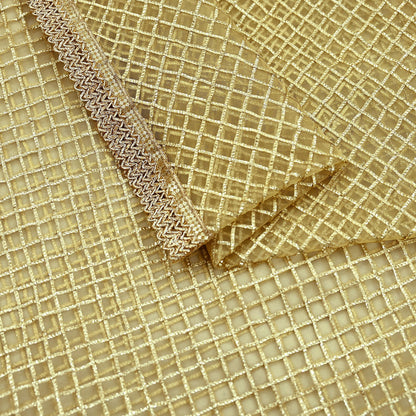 Indian Vintage Heavy Golden Dupatta Net Mesh Long Stole Hand Embroidered Scarves Zari Bridal Wedding Veil Hijab