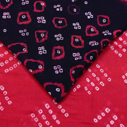 Indian Vintage Sari Pink & Black Pure Cotton Bandhani Printed Sarees Fabric 5yd Sewing Craft Fabric DressMaking Soft