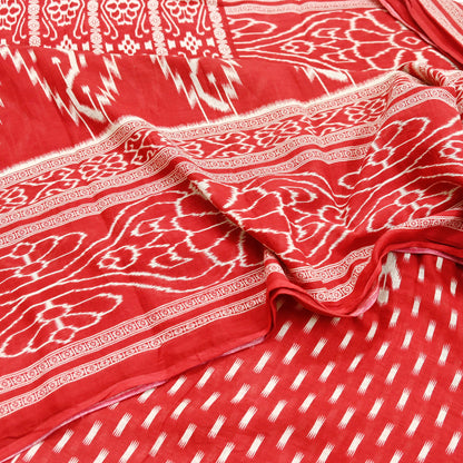 Indian Vintage Sari Red Printed 100% Pure Cotton Saree Craft Fabric 5Yd Sewing Sarong Wrap Boho Floral Soft Quilting Upcycle