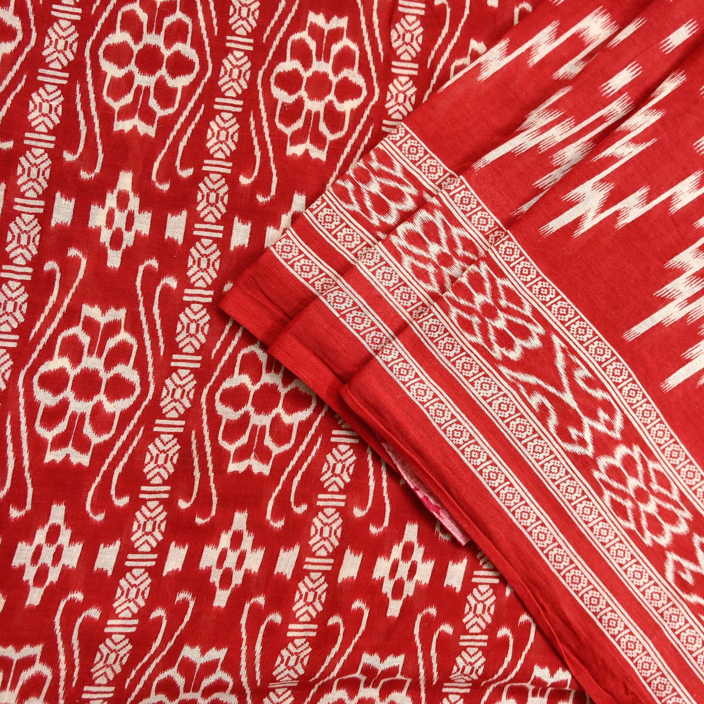 Indian Vintage Sari Red Printed 100% Pure Cotton Saree Craft Fabric 5Yd Sewing Sarong Wrap Boho Floral Soft Quilting Upcycle
