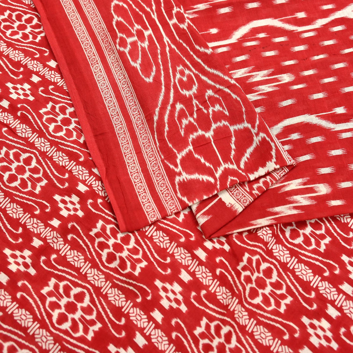 Indian Vintage Sari Red Printed 100% Pure Cotton Saree Craft Fabric 5Yd Sewing Sarong Wrap Boho Floral Soft Quilting Upcycle