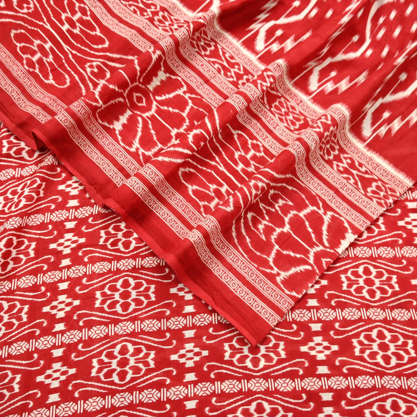 Indian Vintage Sari Red Printed 100% Pure Cotton Saree Craft Fabric 5Yd Sewing Sarong Wrap Boho Floral Soft Quilting Upcycle