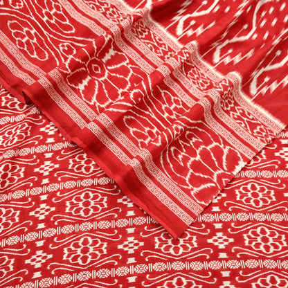 Indian Vintage Sari Red Printed 100% Pure Cotton Saree Craft Fabric 5Yd Sewing Sarong Wrap Boho Floral Soft Quilting Upcycle