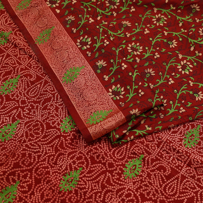 Indian Vintage Sari Maroon 100% Pure Silk Hand Woven Painted Sarees Craft Fabric 5Yd Ethnic Sewing Dress making Crafting Quilting