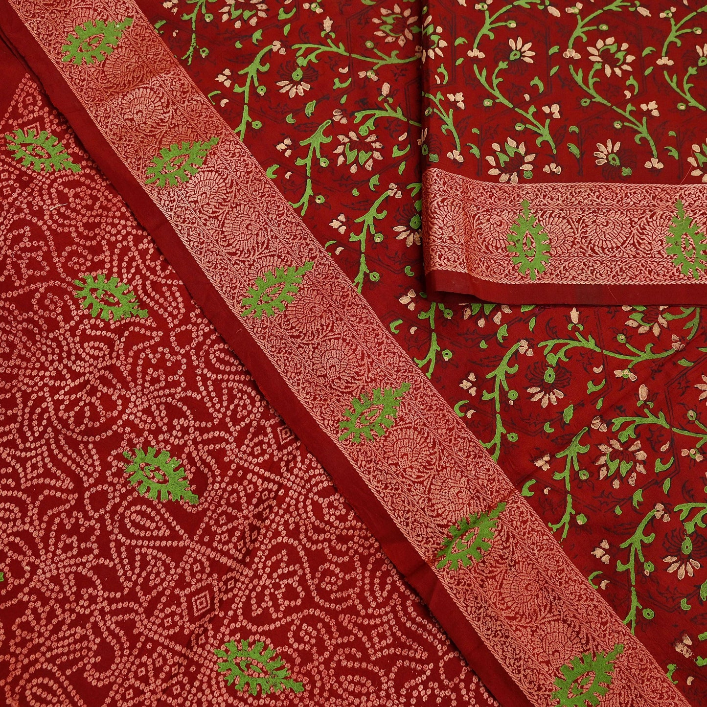 Indian Vintage Sari Maroon 100% Pure Silk Hand Woven Painted Sarees Craft Fabric 5Yd Ethnic Sewing Dress making Crafting Quilting