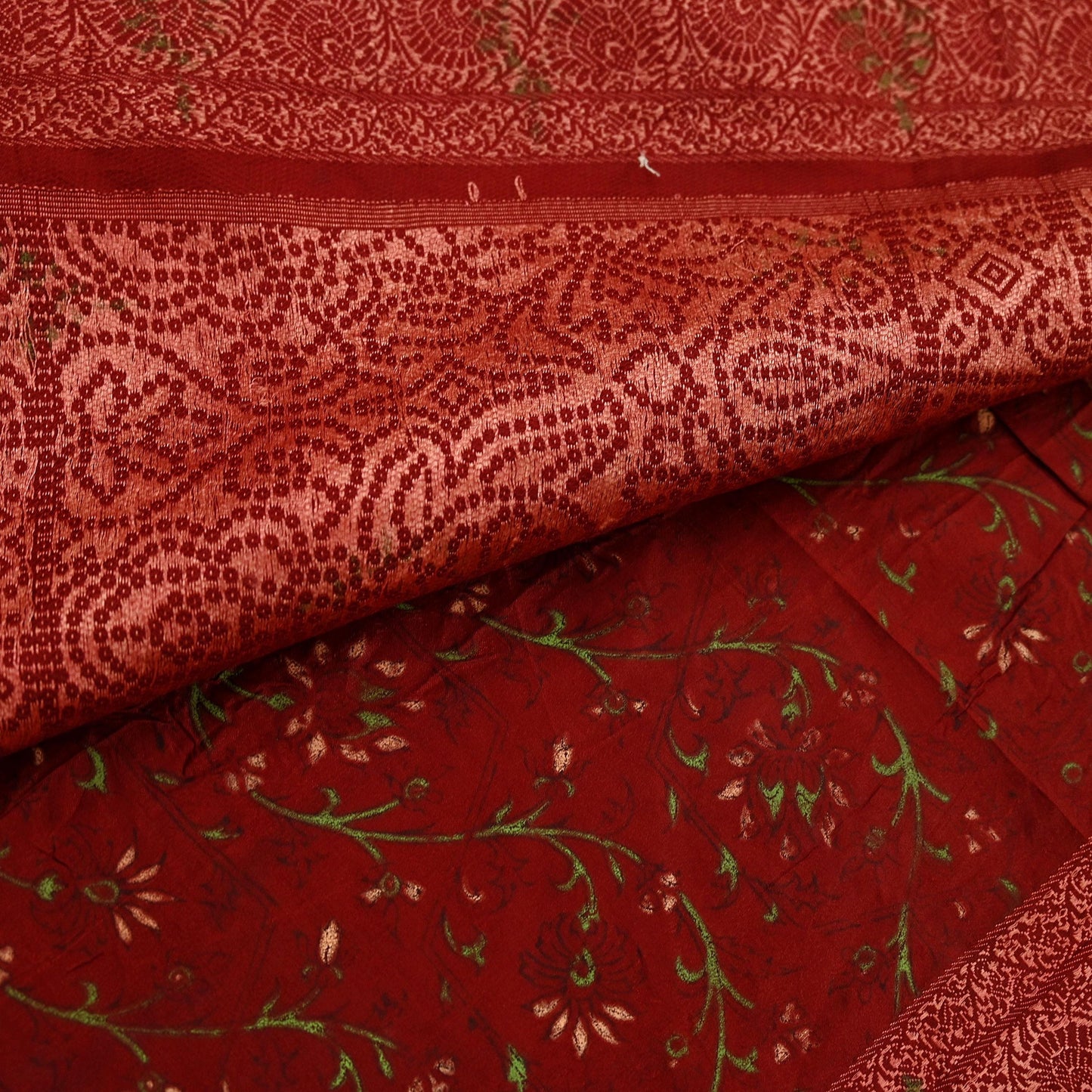 Indian Vintage Sari Maroon 100% Pure Silk Hand Woven Painted Sarees Craft Fabric 5Yd Ethnic Sewing Dress making Crafting Quilting