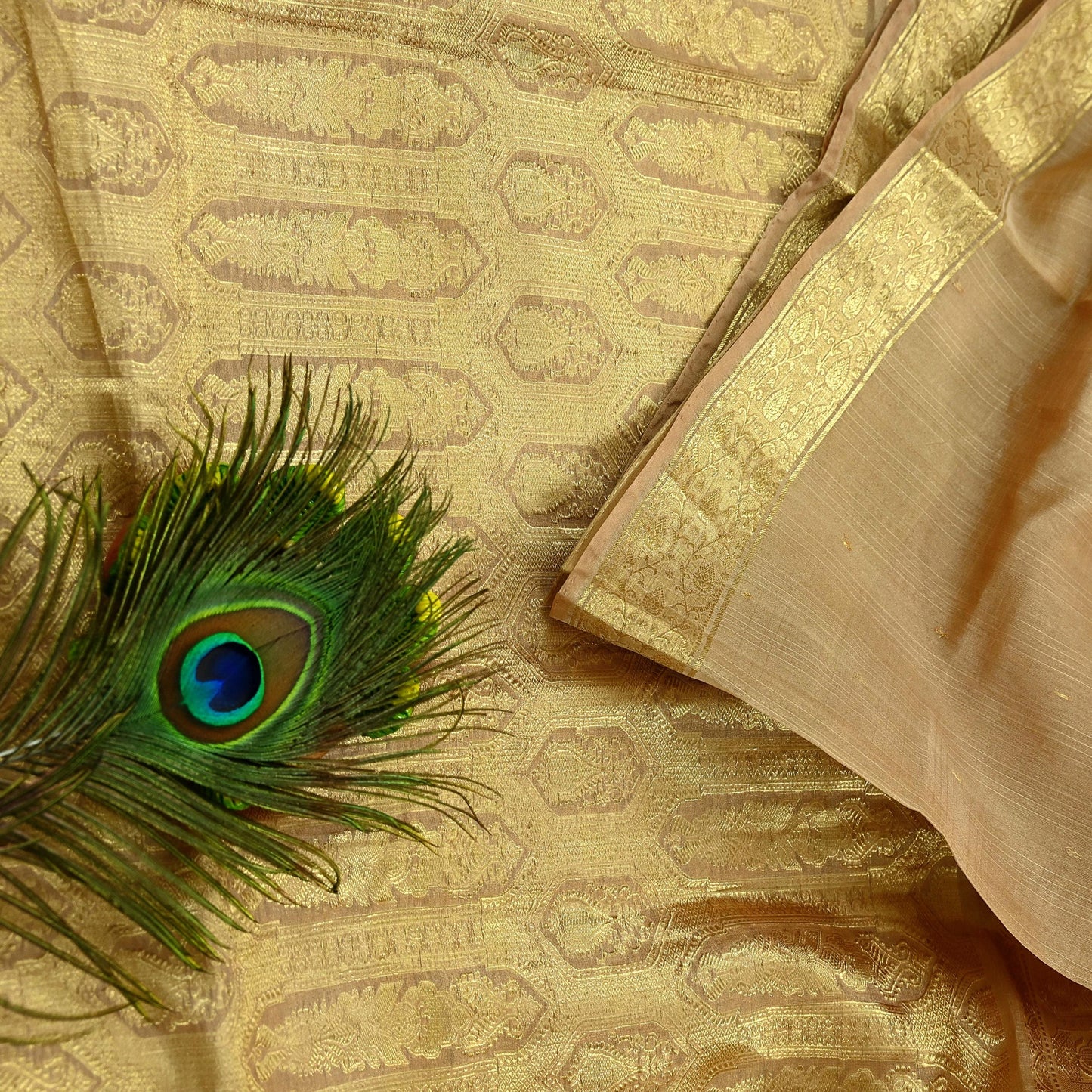Indian Vintage Sari Beige Pure Organza Silk Hand Woven Sarees 5Yd Zari Border Ethnic Craft Fabric Bollywood Sarees Quilting Crafting Upcycle
