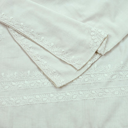 Indian Vintage White Dupatta Long Stole Pure Cotton Hand Embroidered Kantha Scarves Veil Scarf Wrap