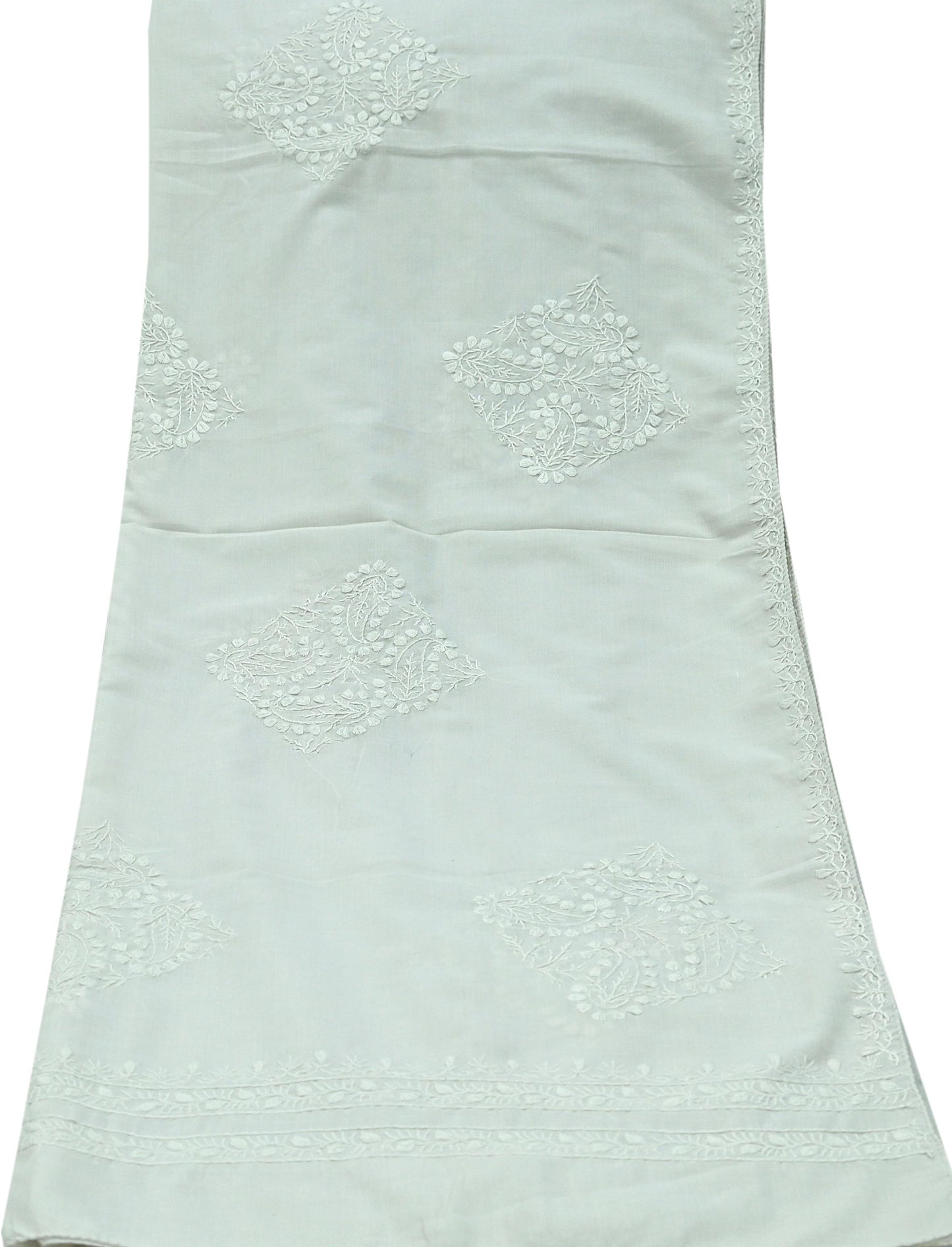 Indian Vintage White Dupatta Long Stole Pure Cotton Hand Embroidered Kantha Scarves Veil Scarf Wrap