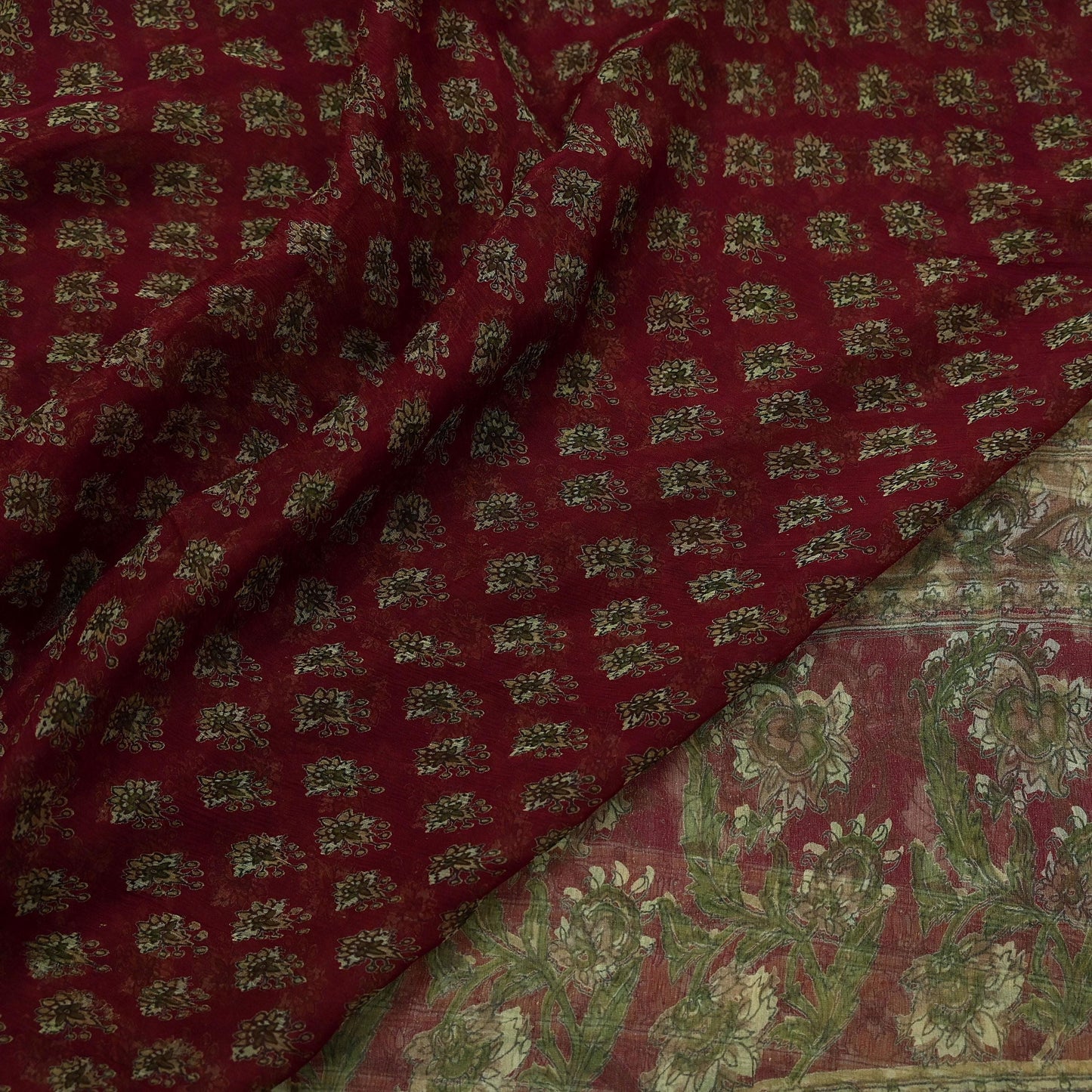 Indian Vintage Maroon Dupatta Long Stole Pure Chiffon Silk Digital Printed Scarves Veil Hijab