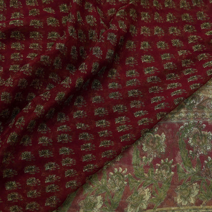 Indian Vintage Maroon Dupatta Long Stole Pure Chiffon Silk Digital Printed Scarves Veil Hijab