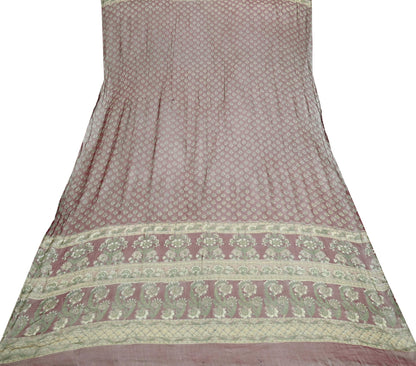 Indian Vintage Maroon Dupatta Long Stole Pure Chiffon Silk Digital Printed Scarves Veil Hijab