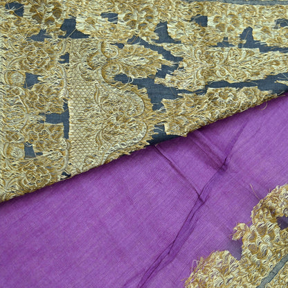 Indian Vintage Sari Purple & Gray Pure Tussar Silk Hand Woven Sarees Craft Fabric 5Yd Sewing Ethnic Dress making Quilting Crafting Upcycle