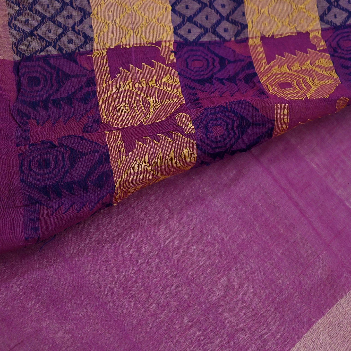 Indian Vintage Sari Purple Pure Cotton Hand Woven Sarees Craft Fabric 5yd Ethnic Crafting Quilting Dress Making Quilting Upcycle