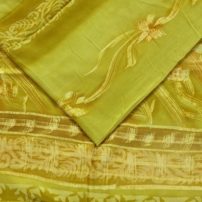 Indian Vintage Sari Green Pure Crepe Silk Printed Saree 5yd Sewing Floral Soft Craft Fabric Ethnic Wrap Dress Making For Crafting Quilting