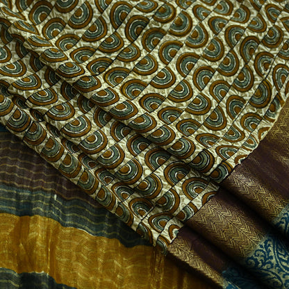 Women Vintage Sari Ivory 100% Pure Georgette Silk Printed Saree Craft Fabric Sewing 6Yd Soft Sari Dress Making Crafting Quilting