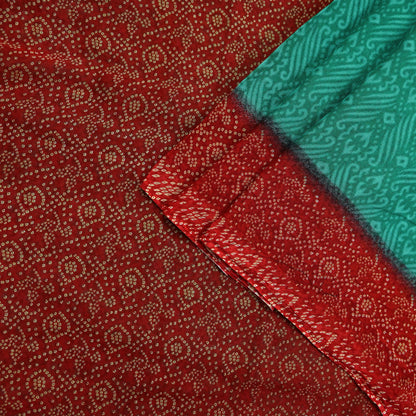 Indian Vintage Sari Green & Red Printed Pure Cotton Saree Craft Fabric 5Yd Sewing Sarong Wrap Boho Floral Crafting Upcycle Quilting Used