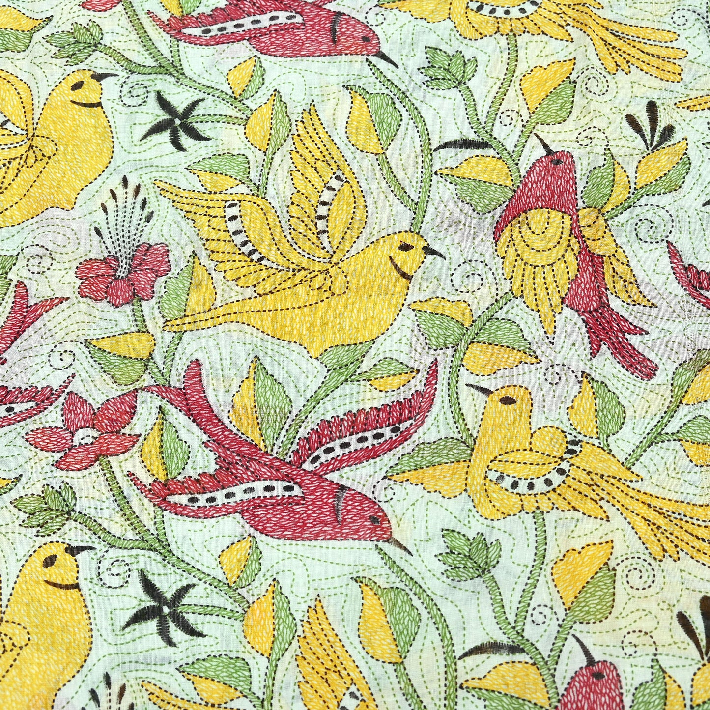 Indian Vintage Sari White & Yellow Printed 100% Pure Cotton Saree Craft Fabric 5Yd Soft Sewing Sarong Wrap Boho