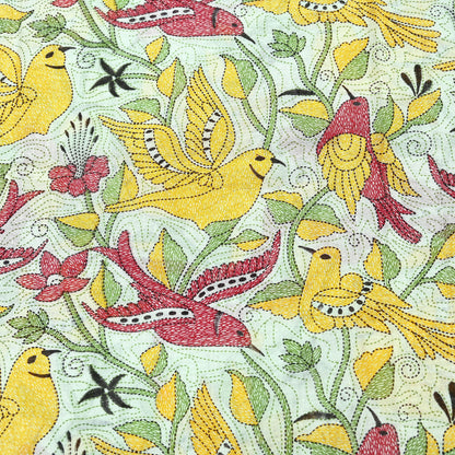 Indian Vintage Sari White & Yellow Printed 100% Pure Cotton Saree Craft Fabric 5Yd Soft Sewing Sarong Wrap Boho