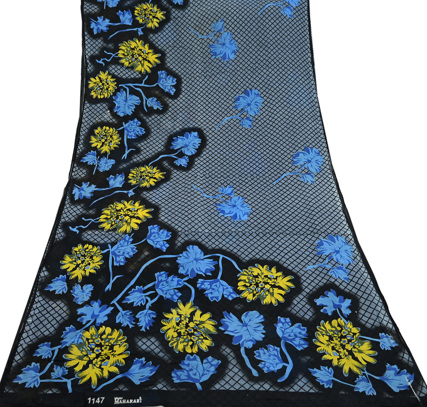 Indian Vintage Black & Gray Saree Printed Pure Cotton Indian Sari Craft Fabric 5Yd Sewing Soft Sarong Wrap Boho Floral Quilting Crafting