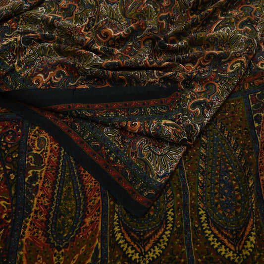 Indian Vintage Multi Saree 100% Pure Georgette Silk Printed Sari Sewing 5yd Craft Soft Dress Designing for Crafting Floral Quilting Upcycle
