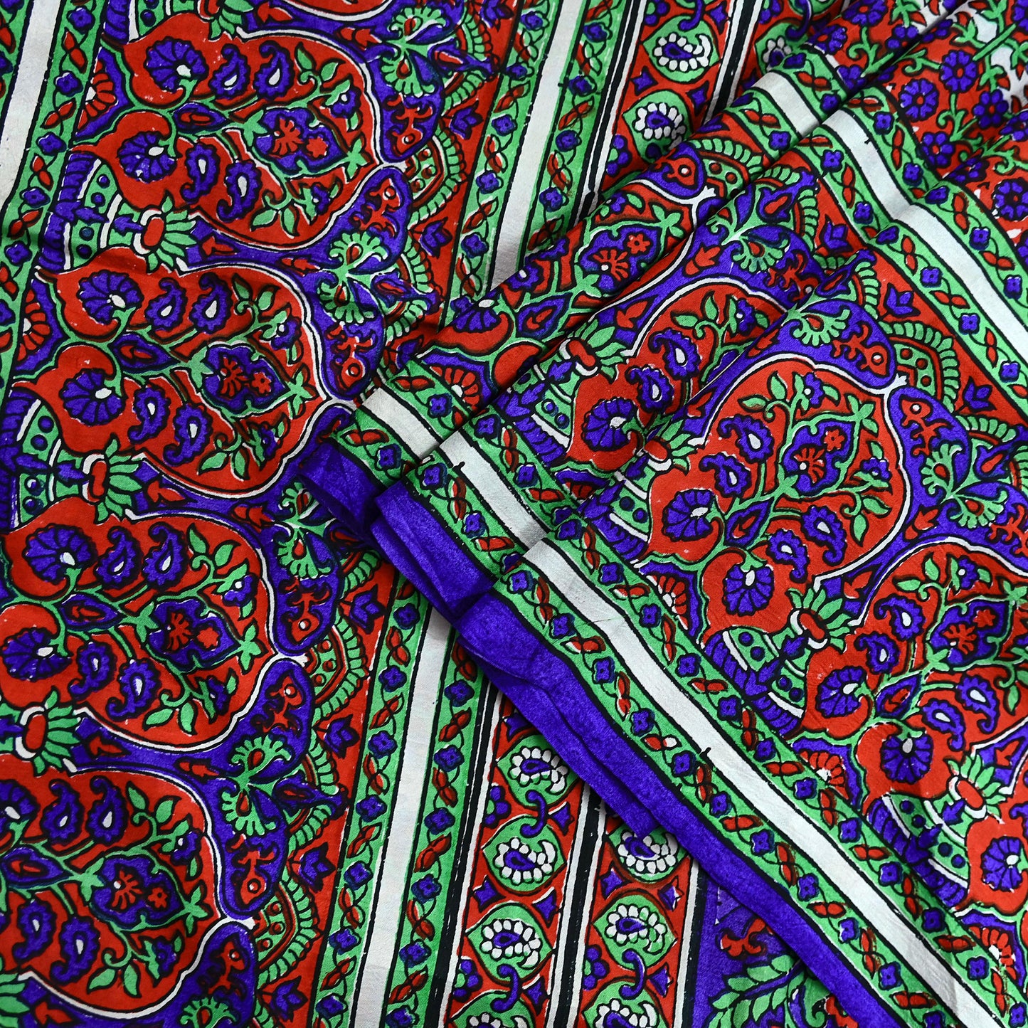 Indian Vintage Red & Purple Sarees 100% Pure Silk Printed Sari 6yd Sewing Craft Fabric DressMaking Soft For Crafting Quilting Upcycle