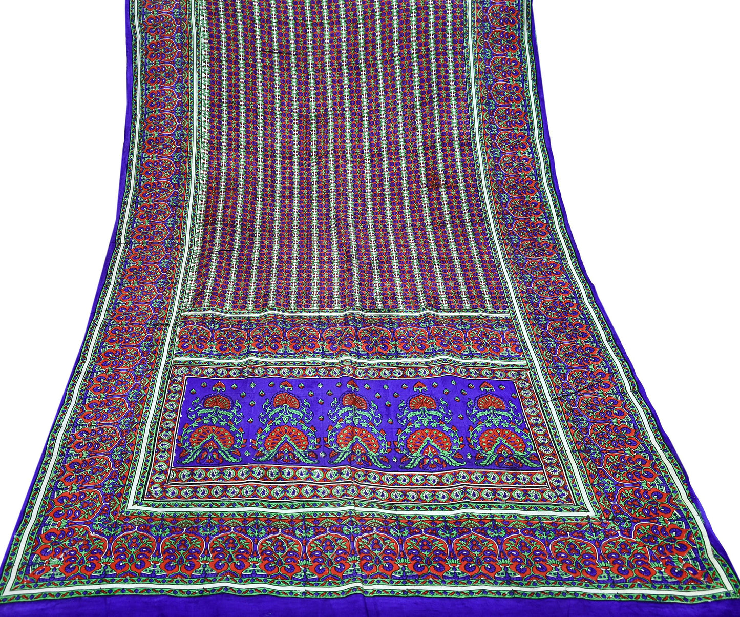 Indian Vintage Red & Purple Sarees 100% Pure Silk Printed Sari 6yd Sewing Craft Fabric DressMaking Soft For Crafting Quilting Upcycle