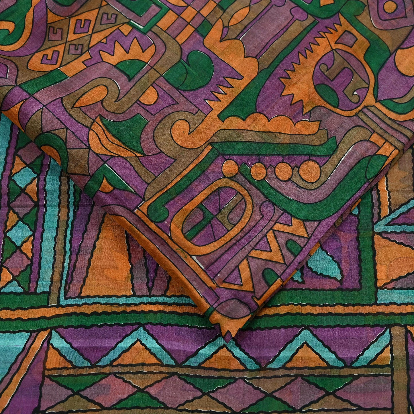 Indian Vintage Sari Purple Pure Silk Printed Sarees 6yd Sewing Craft Fabric Dress Making Soft Wrap Abstract Quilting Crafting Upcycle Used