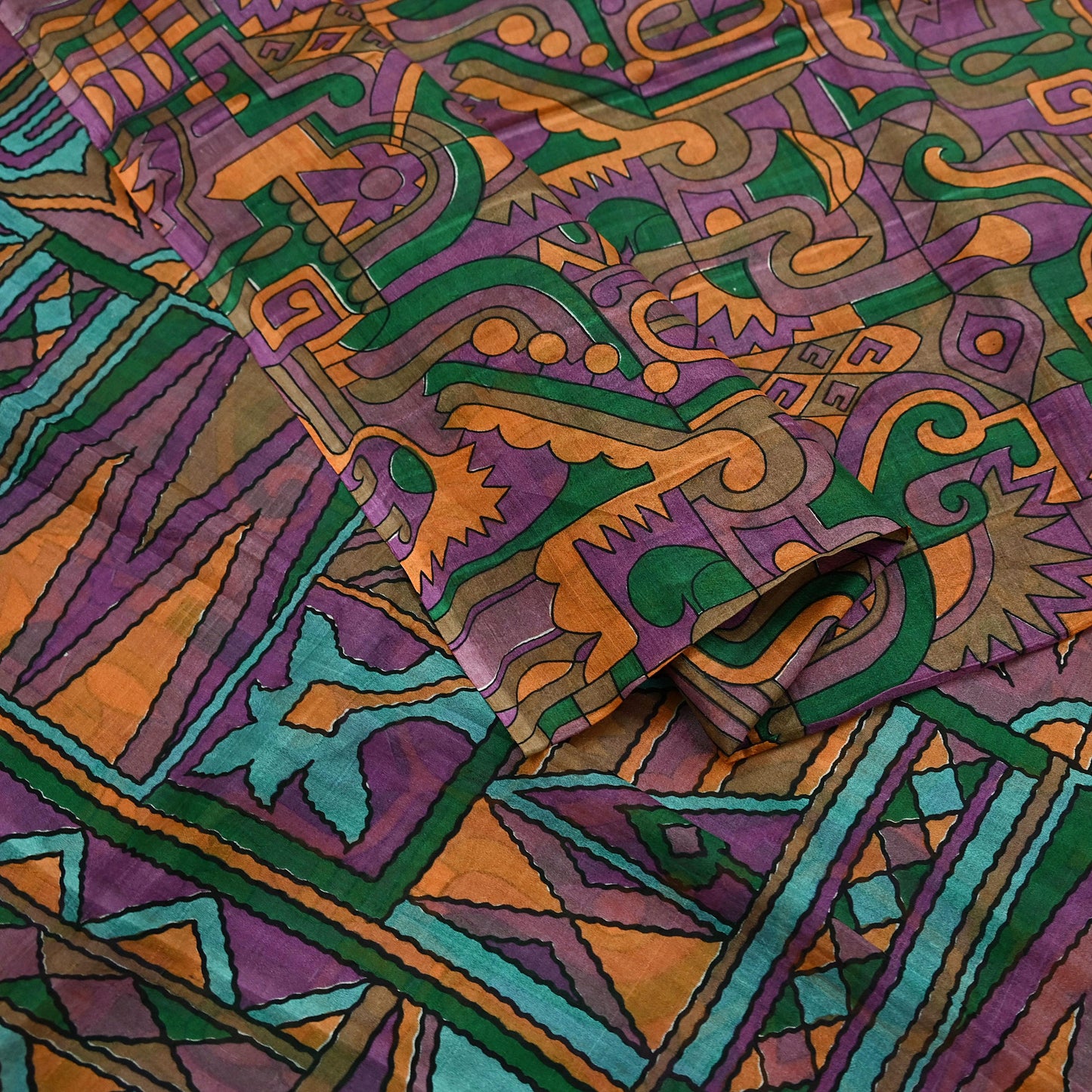 Indian Vintage Sari Purple Pure Silk Printed Sarees 6yd Sewing Craft Fabric Dress Making Soft Wrap Abstract Quilting Crafting Upcycle Used