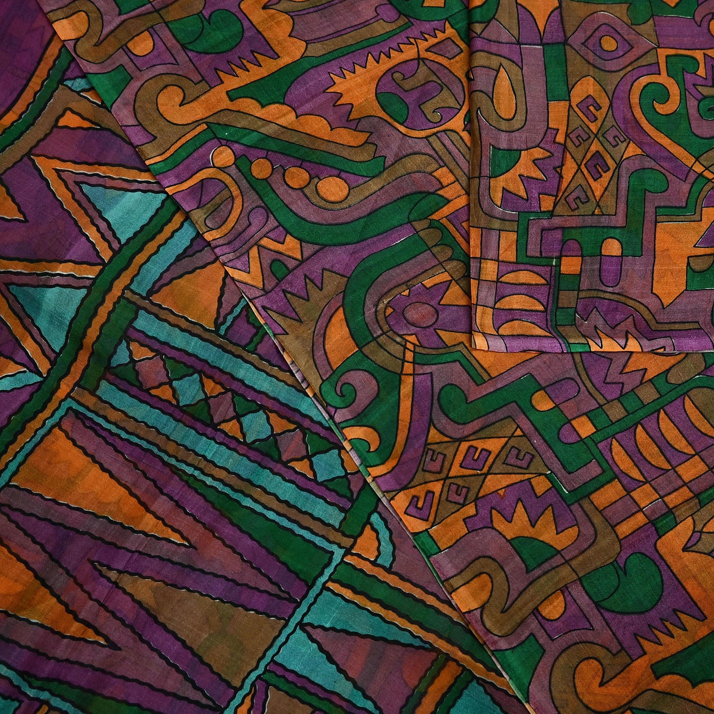 Indian Vintage Sari Purple Pure Silk Printed Sarees 6yd Sewing Craft Fabric Dress Making Soft Wrap Abstract Quilting Crafting Upcycle Used