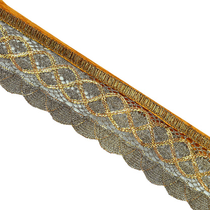 Indian Vintage Sari Border Hand Embroidered 1yd Craft Trim Lace Sewing Net/Mess Ribbon Recycled Sari Border Zari