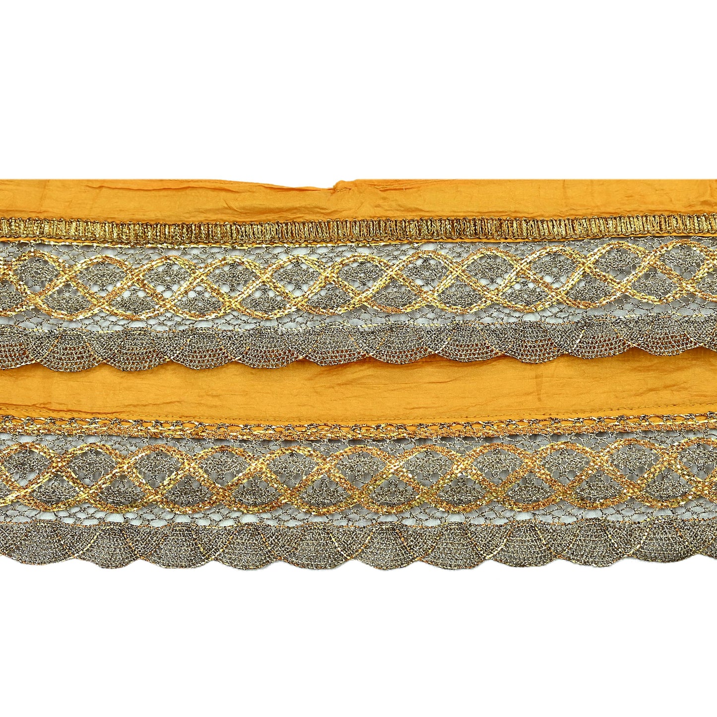 Indian Vintage Sari Border Hand Embroidered 1yd Craft Trim Lace Sewing Net/Mess Ribbon Recycled Sari Border Zari