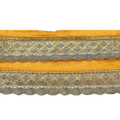 Indian Vintage Sari Border Hand Embroidered 1yd Craft Trim Lace Sewing Net/Mess Ribbon Recycled Sari Border Zari