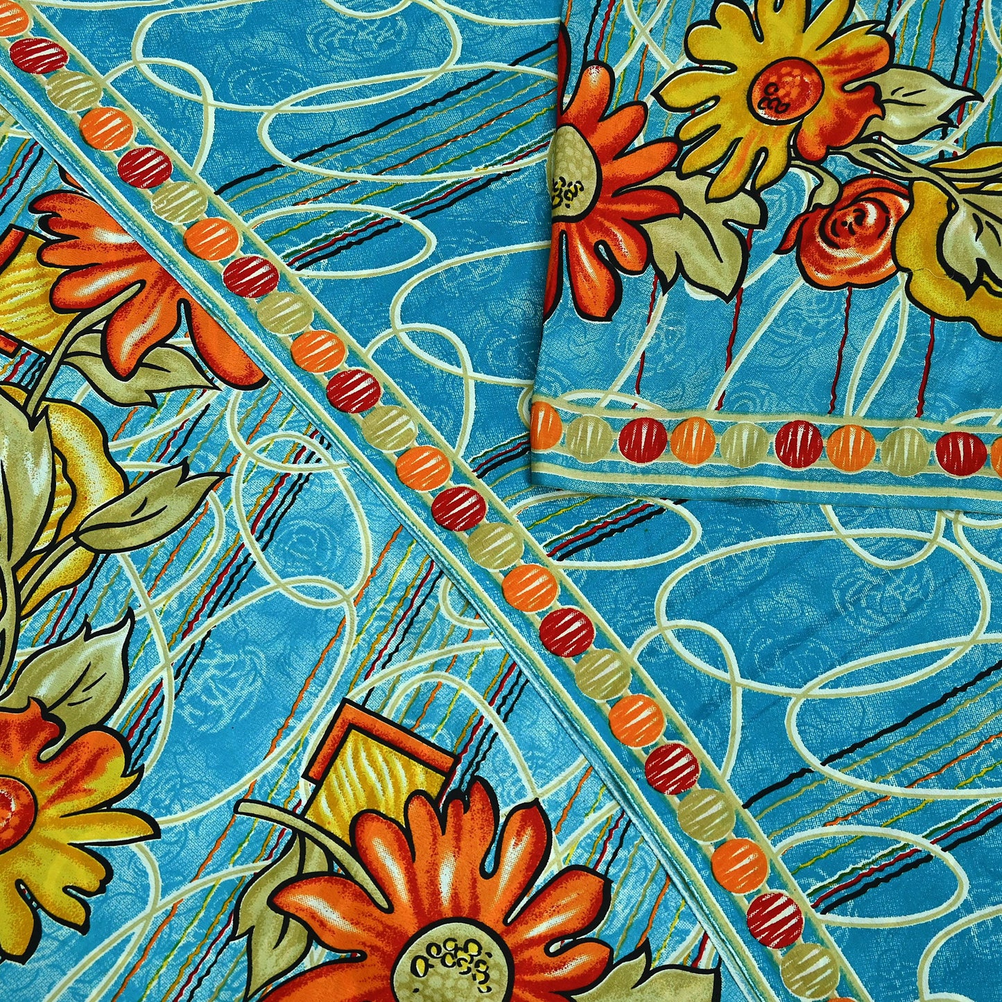 Indian Vintage Blue Saree Moss Crepe Printed Sari 5yd Sewing Floral Soft Craft Fabric Dressmaking For Crafting Quilting Upcycle Boho