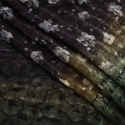Women Vintage Sari Pure Chiffon Silk Printed Sarees Craft Fabric Sewing 6Yd Soft Light Sari Dress Making for Crafting Quilting Upcycle Used