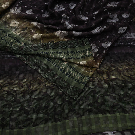 Women Vintage Sari Pure Chiffon Silk Printed Sarees Craft Fabric Sewing 6Yd Soft Light Sari Dress Making for Crafting Quilting Upcycle Used