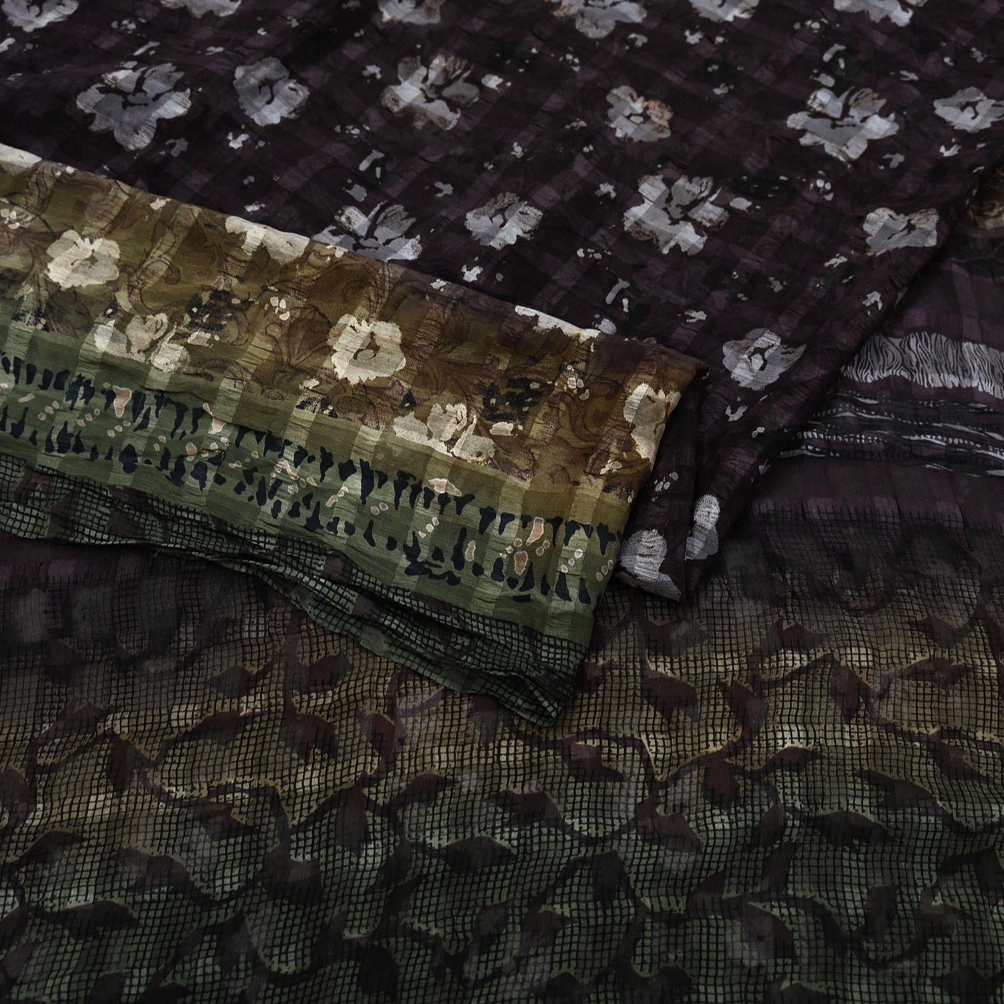 Women Vintage Sari Pure Chiffon Silk Printed Sarees Craft Fabric Sewing 6Yd Soft Light Sari Dress Making for Crafting Quilting Upcycle Used