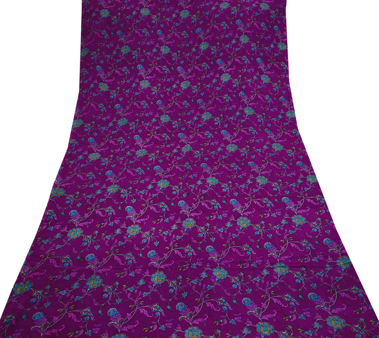 Indian Vintage Sari Purple 100% Pure Silk Printed Sarees 6yd Sewing Craft Fabric Dress Making Soft Wrap Floral Crafting Quilting Upcycle