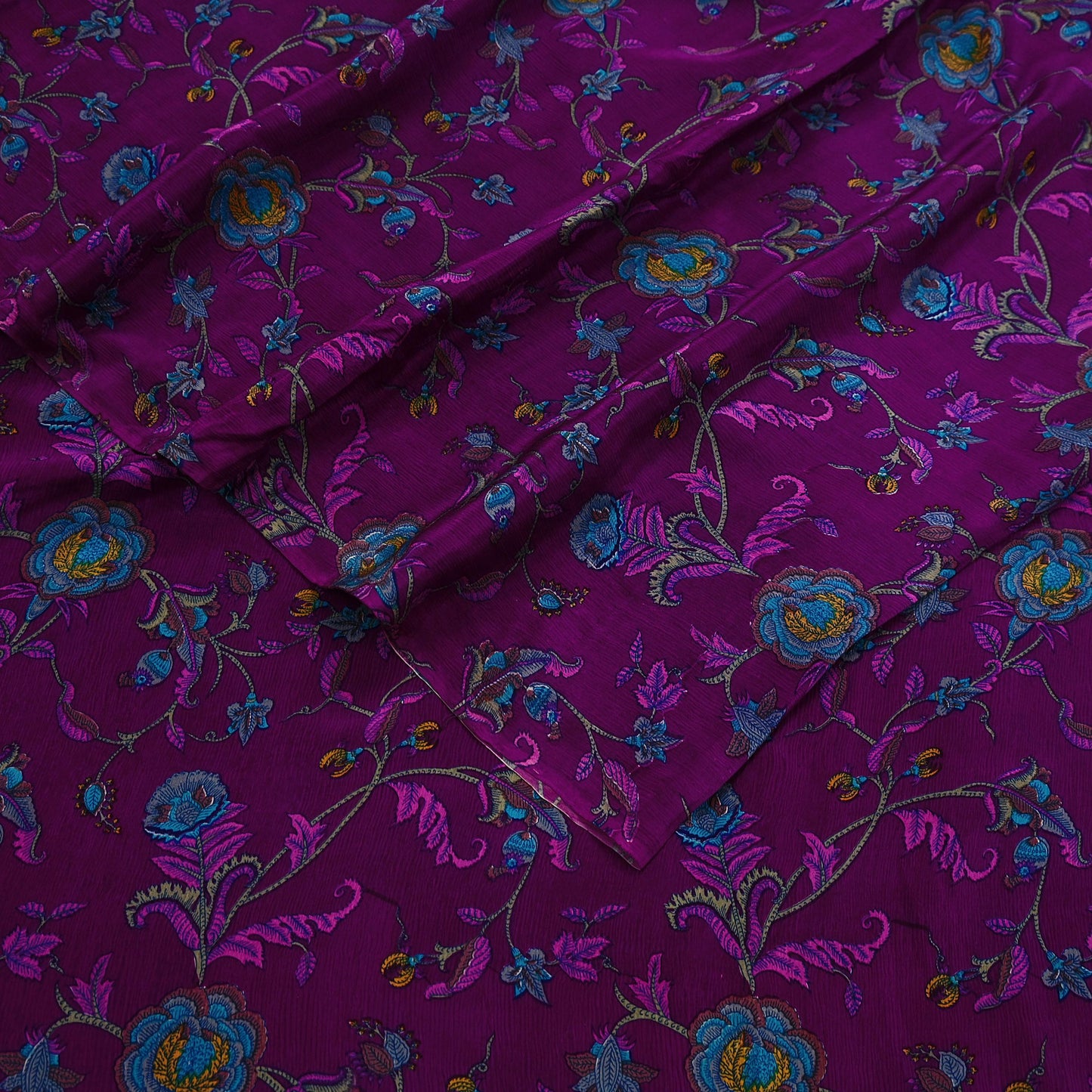 Indian Vintage Sari Purple 100% Pure Silk Printed Sarees 6yd Sewing Craft Fabric Dress Making Soft Wrap Floral Crafting Quilting Upcycle