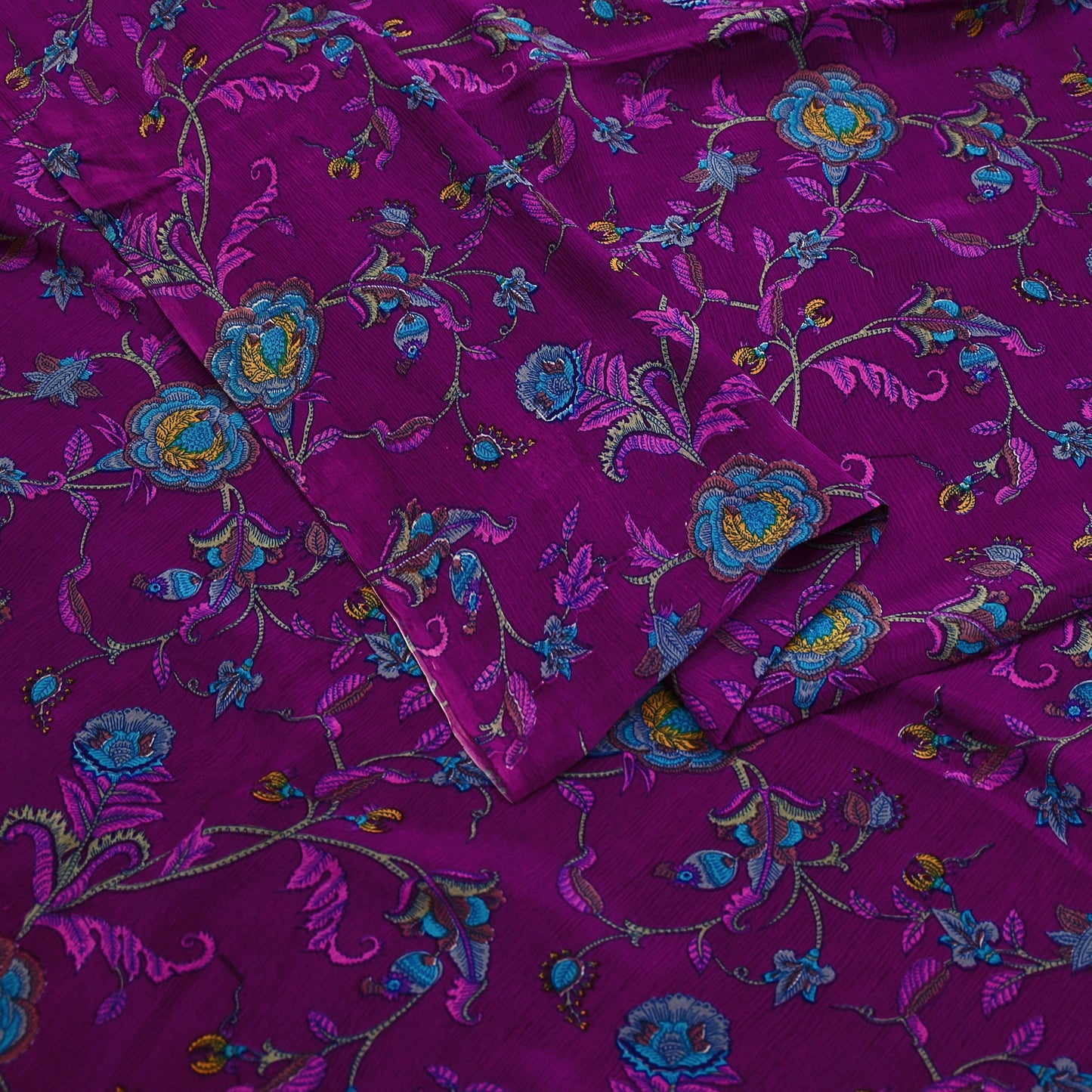 Indian Vintage Sari Purple 100% Pure Silk Printed Sarees 6yd Sewing Craft Fabric Dress Making Soft Wrap Floral Crafting Quilting Upcycle