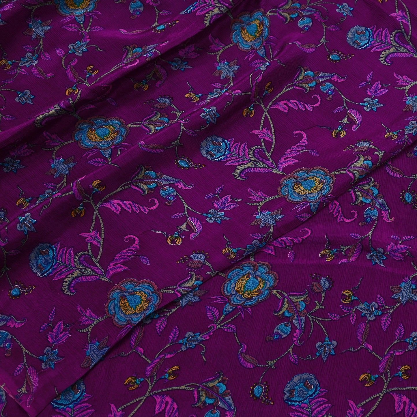 Indian Vintage Sari Purple 100% Pure Silk Printed Sarees 6yd Sewing Craft Fabric Dress Making Soft Wrap Floral Crafting Quilting Upcycle