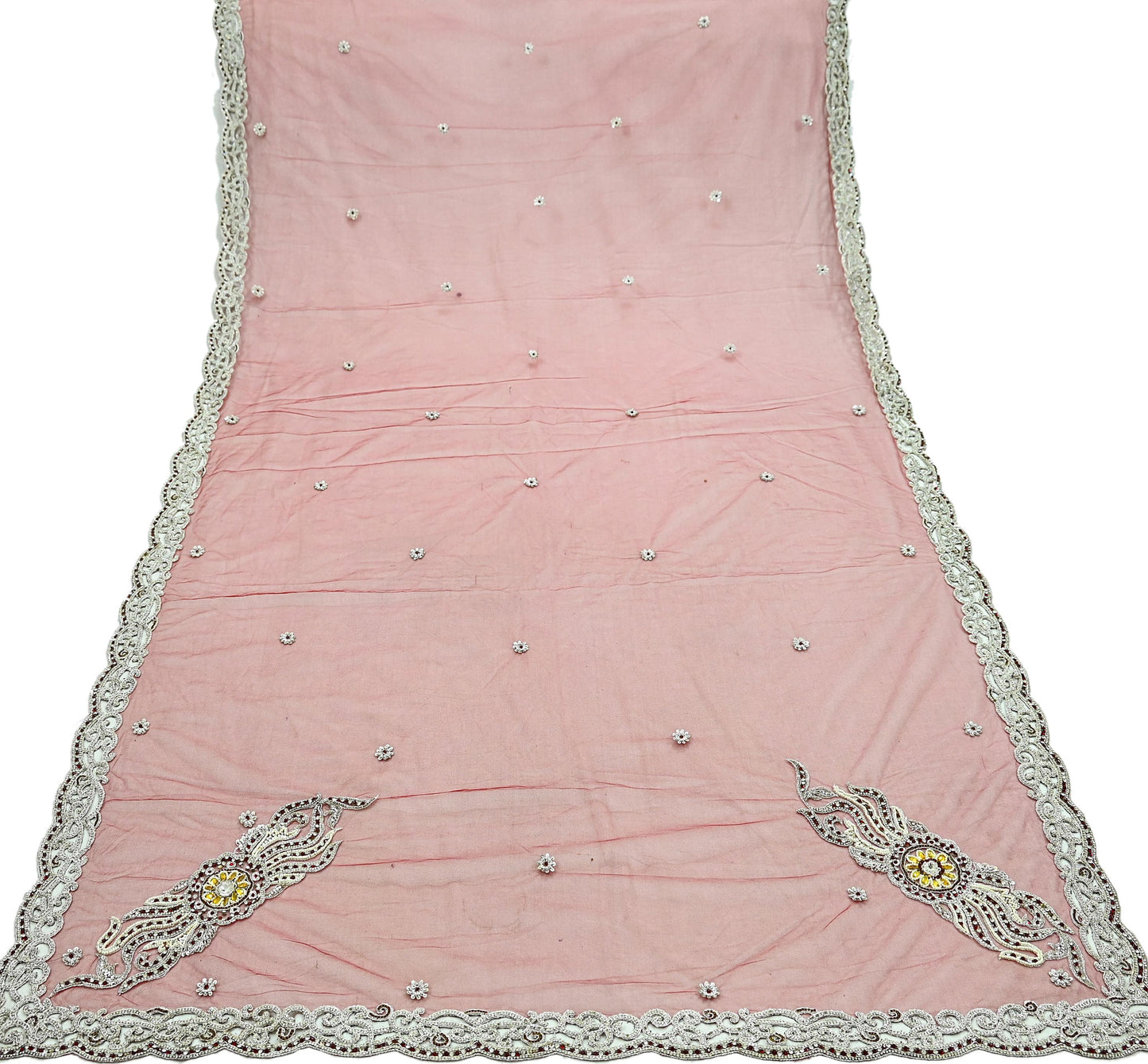 Indian Vintage Heavy Bridal Red Dupatta Net Mesh Long Stole Hand Embroidered Scarves Zardozi Dabka Zari Wedding dupatta veil hijab