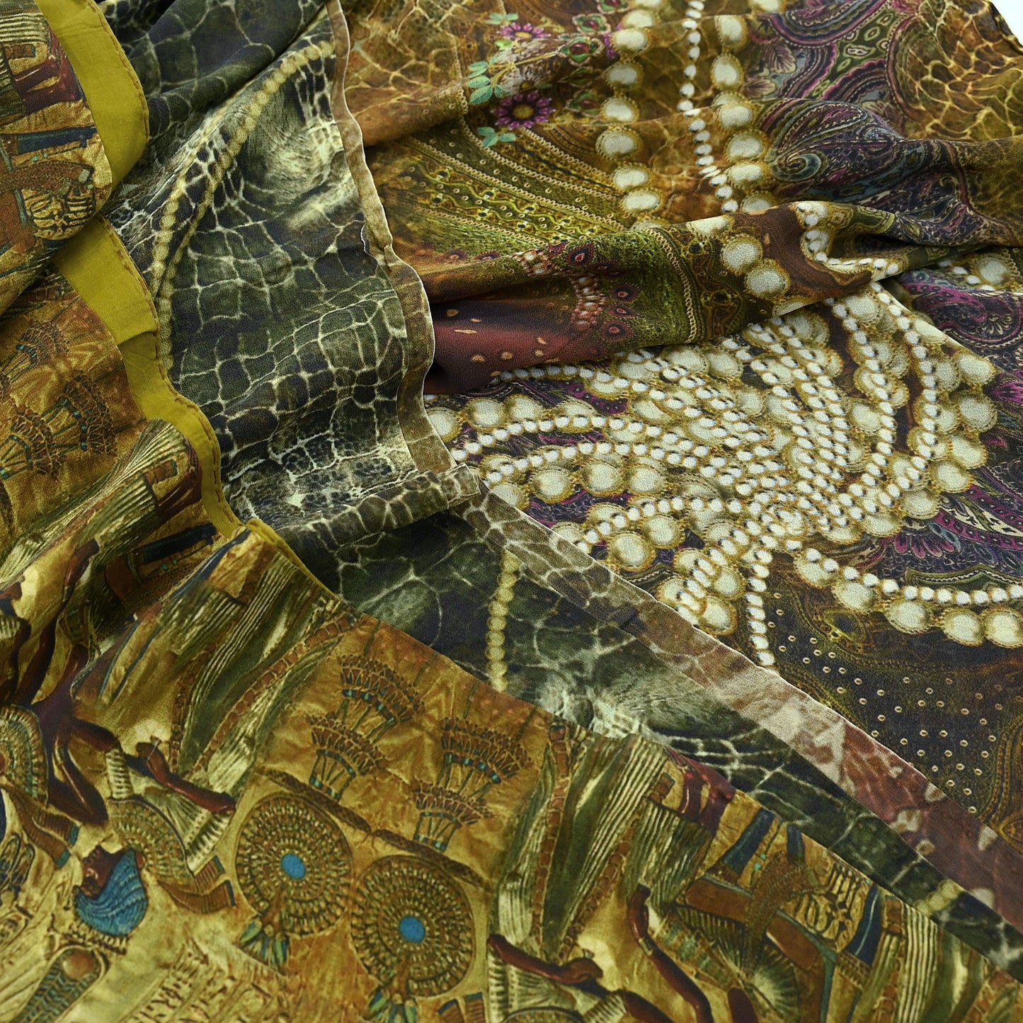 Indian Vintage Multi Saree Pure Georgette Silk Digital Printed Sari Sewing 5yd Craft Fabric Soft Floral Crafting Dress Making Quilting