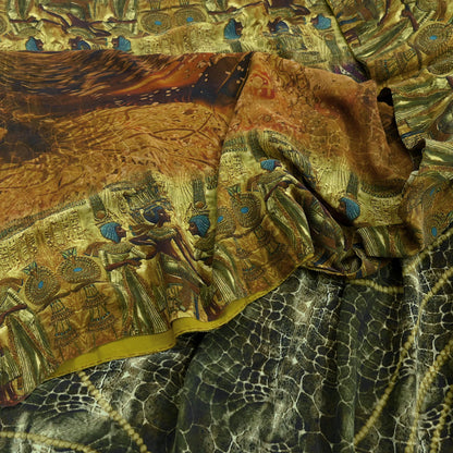 Indian Vintage Multi Saree Pure Georgette Silk Digital Printed Sari Sewing 5yd Craft Fabric Soft Floral Crafting Dress Making Quilting