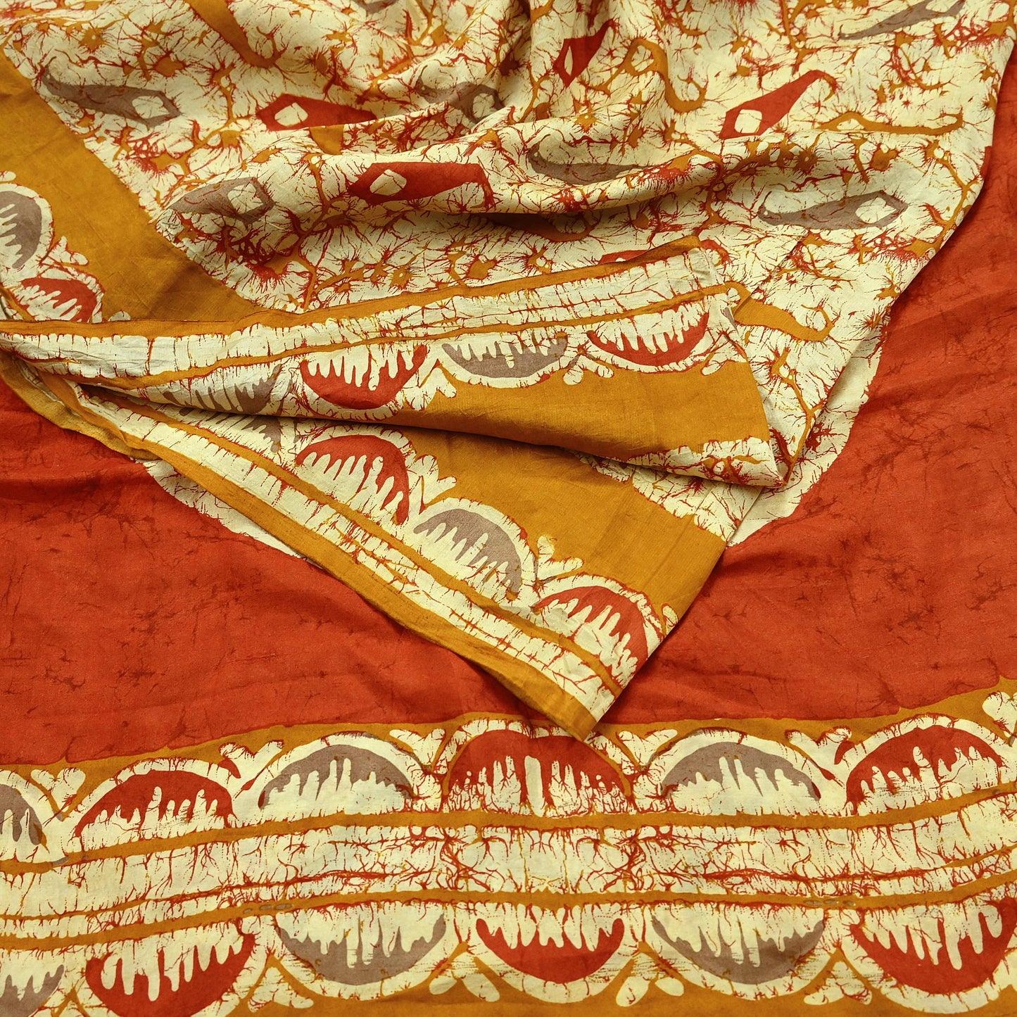 Indian Vintage Sarees Batik Printed 100% Pure Silk Sari Craft Fabric 6Yd Soft Sewing Sarong Wrap Boho Dress Making For Crafting Quilting