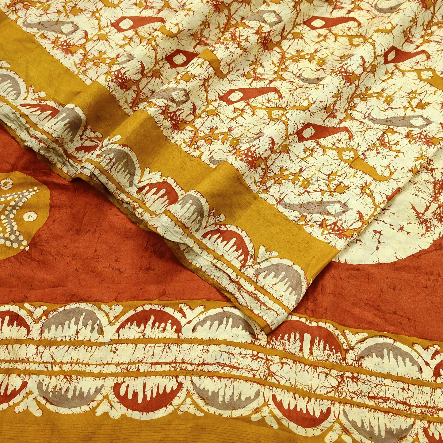 Indian Vintage Sarees Batik Printed 100% Pure Silk Sari Craft Fabric 6Yd Soft Sewing Sarong Wrap Boho Dress Making For Crafting Quilting
