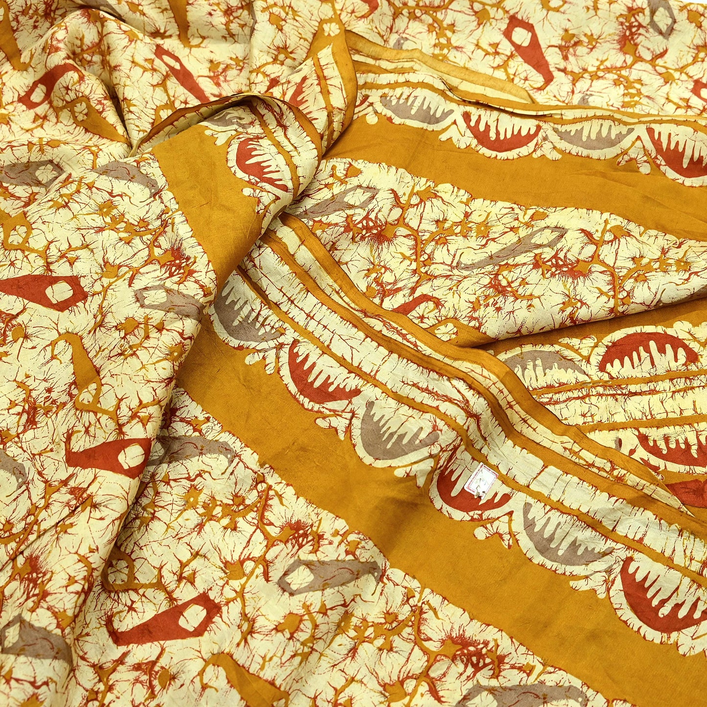 Indian Vintage Sarees Batik Printed 100% Pure Silk Sari Craft Fabric 6Yd Soft Sewing Sarong Wrap Boho Dress Making For Crafting Quilting
