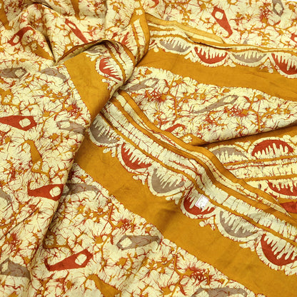 Indian Vintage Sarees Batik Printed 100% Pure Silk Sari Craft Fabric 6Yd Soft Sewing Sarong Wrap Boho Dress Making For Crafting Quilting